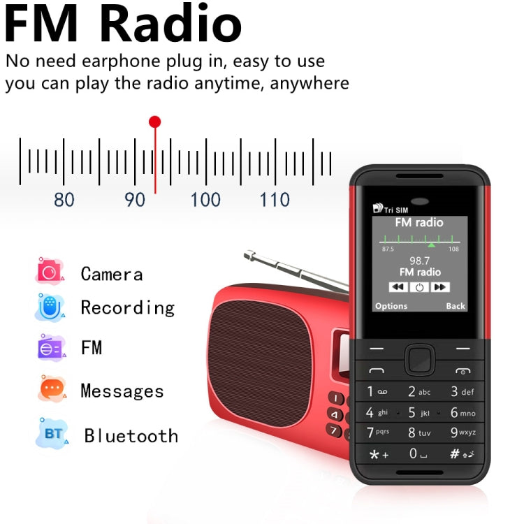 SERVO BM5310 Mini Mobile Phone, Russian Key, 1.33 inch, MTK6261D, 21 Keys, Support Bluetooth, FM, Magic Sound, Auto Call Record, GSM, Triple SIM (Red) - SERVO by SERVO | Online Shopping UK | buy2fix