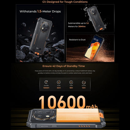 [HK Warehouse] Oukitel G1 Rugged Phone, 6GB+256GB, Fingerprint Identification, 6.52 inch Android 14 T606 Octa Core, NFC, OTG, Network: 4G (Orange) - Other by OUKITEL | Online Shopping UK | buy2fix