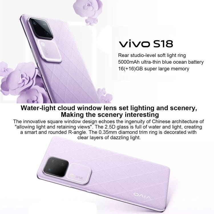 vivo S18, Dual Back Cameras, 8GB+256GB, Face ID Screen Fingerprint Identification, 6.78 inch Android 14.0 OriginOS 4 Snapdragon 7 Gen 3 Octa Core 2.63GHz, OTG, NFC, Network: 5G, Support Google Play (Blue Green) - vivo by vivo | Online Shopping UK | buy2fix