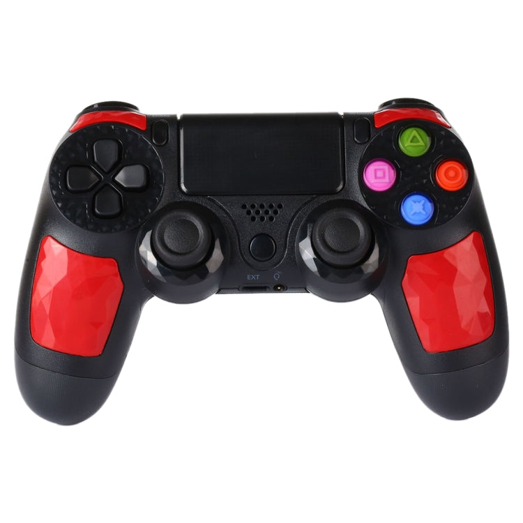 Wireless Bluetooth Diamond Texture Shock Touch Plate Game Handle Controller with Smart Indicator for Sony PS4(Red) - Gamepads by buy2fix | Online Shopping UK | buy2fix