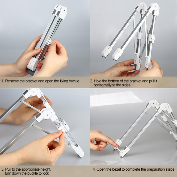 Aluminum Alloy Laptop Height Extender Holder Stand Folding Portable Computer Heat Dissipation Bracket, Size: 24.5x3.3x2.8cm (White) - MacBook Holder by buy2fix | Online Shopping UK | buy2fix