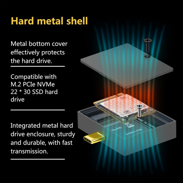M.2 2230 NVMe External Type-C 10Gbps Hard Drive Enclosure - HDD Enclosure by buy2fix | Online Shopping UK | buy2fix