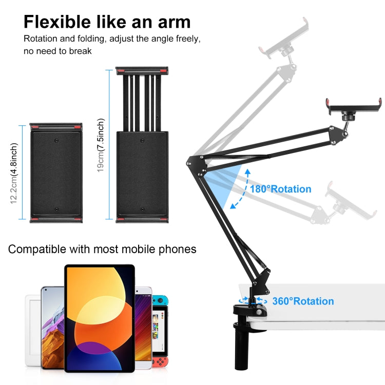 PULUZ Live Broadcast Desktop Articulating Arm Holder with Tablet Clamp (Black) - Lazy Bracket by PULUZ | Online Shopping UK | buy2fix