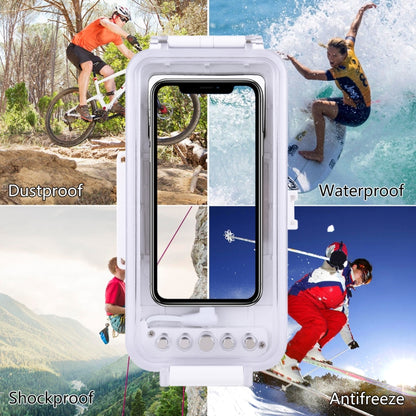 PULUZ 45m/147ft Waterproof Diving Case Photo Video Taking Underwater Housing Cover for iPhone 14 Series, iPhone 13 Series, iPhone 12 Series, iPhone 11 Series, iPhone X Series, iPhone 8 & 7, iPhone 6s, iOS 13.0 or Above Version iPhone(White) - iPhone 14 Pro Cases by PULUZ | Online Shopping UK | buy2fix