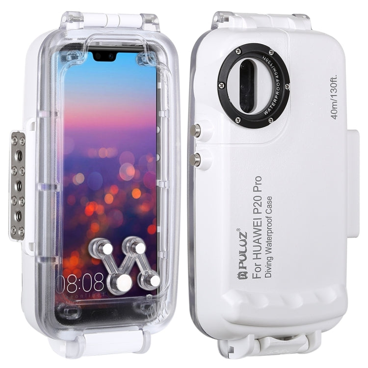 PULUZ 40m/130ft Waterproof Diving Case for Huawei P20 Pro, Photo Video Taking Underwater Housing Cover(White) - Huawei Cases by PULUZ | Online Shopping UK | buy2fix