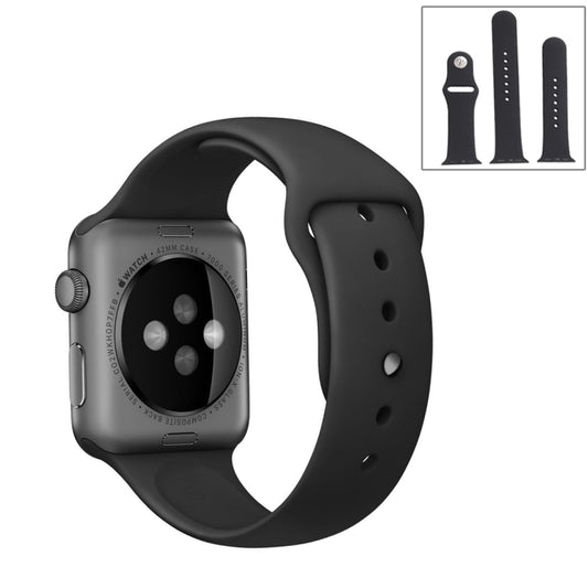 For Apple Watch Ultra 49mm & Watch Ultra 2 49mm / Series 9&8&7 45mm / SE 3&SE 2&6&SE&5&4 44mm / 3&2&1 42mm 3 in 1 Rubber Watch Band with Pin Buckle(Black) - Watch Bands by buy2fix | Online Shopping UK | buy2fix