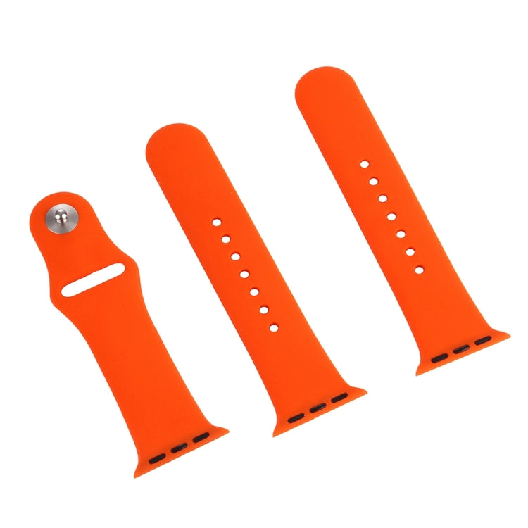 For Apple Watch Ultra 49mm & Watch Ultra 2 49mm / Series 9&8&7 45mm / SE 3&SE 2&6&SE&5&4 44mm / 3&2&1 42mm 3 in 1 Rubber Watch Band with Pin Buckle(Orange) - Watch Bands by buy2fix | Online Shopping UK | buy2fix