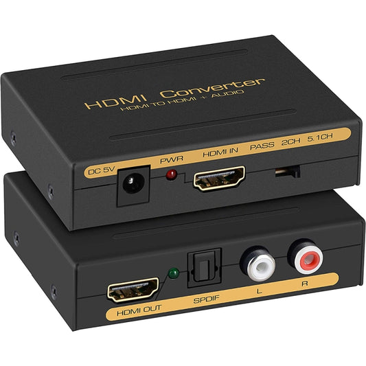 HDMI to HDMI + Audio (SPDIF + R/L) Converter (EU Plug)(Black) - Converter by buy2fix | Online Shopping UK | buy2fix