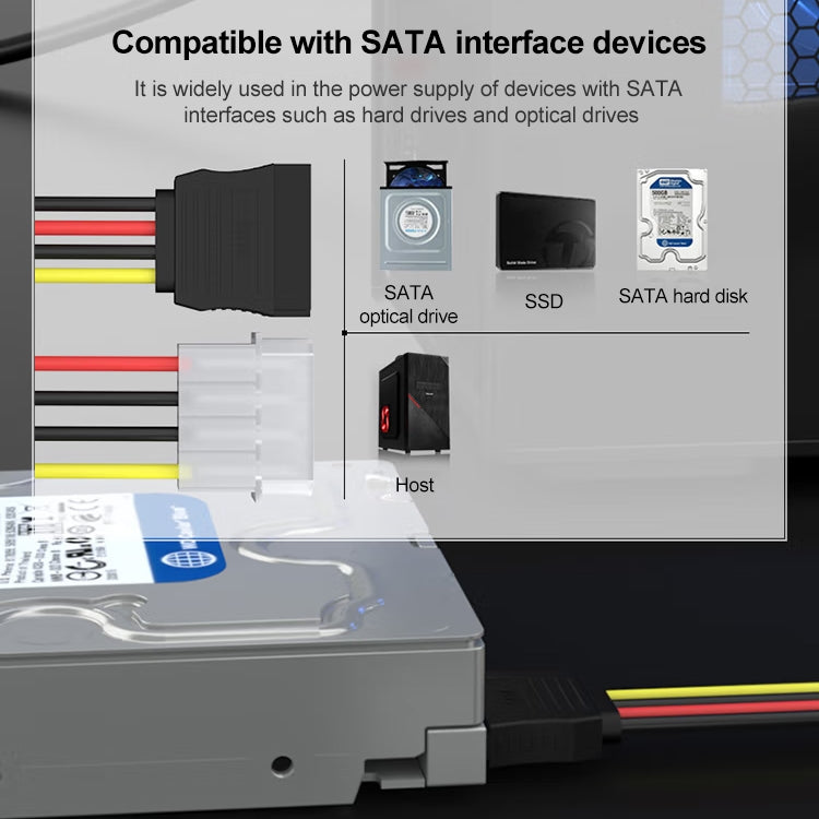 4 Pin IDE to Serial ATA SATA Power Adapter (15cm), Material: Cu - eSATA & SATA & IDE by buy2fix | Online Shopping UK | buy2fix