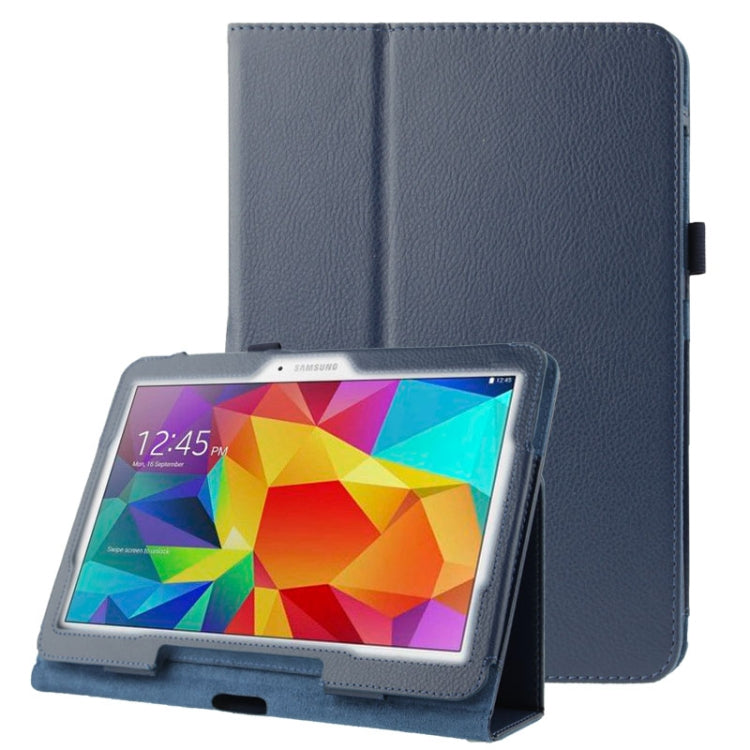 Litchi Texture Flip Leather Case with Holder for Galaxy Tab 4 10.1 / T530(Dark Blue) - Other Galaxy Tab PC by buy2fix | Online Shopping UK | buy2fix