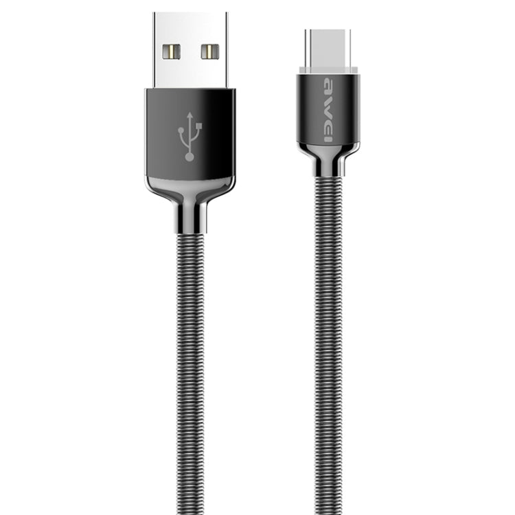 awei CL-26 0.3m 2.4A USB to USB-C / Type-C Metal Fast Charging Cable (Grey) - USB-C & Type-C Cable by awei | Online Shopping UK | buy2fix