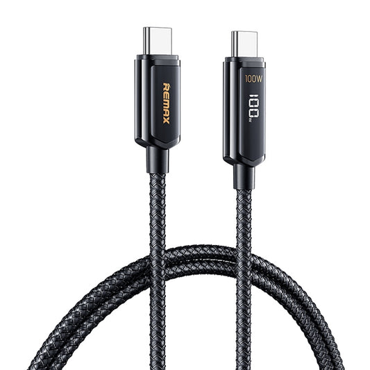 REMAX RC-128a 100W Type-C / USB-C to Type-C / USB-C Intelligent Digital Display Zinc Alloy Braided Charging Data Cable, Length: 1.2m (Tarnish) - USB-C & Type-C Cable by REMAX | Online Shopping UK | buy2fix