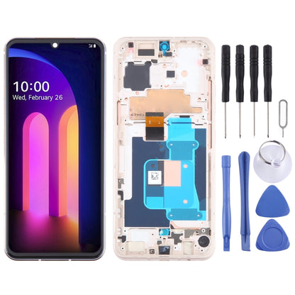 For LG V60 ThinQ KR Version Original LCD Screen Digitizer Full Assembly with Frame (Gold) - For LG by buy2fix | Online Shopping UK | buy2fix