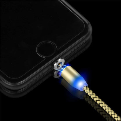 2 in 1 USB to 8 Pin + Micro USB Magnetic Metal Interface Nylon Braided Charging Cable, Length: 1m(Gold) - Charging Cable & Head by buy2fix | Online Shopping UK | buy2fix