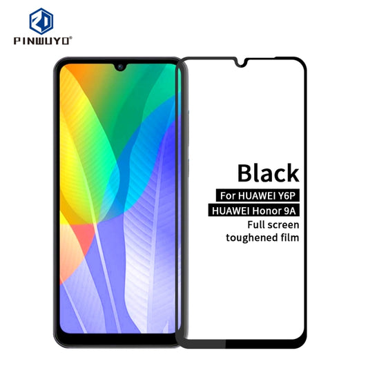 For Huawei Y6P / Honor 9A  PINWUYO 9H 2.5D Full Screen Tempered Glass Film(Black) - Honor Tempered Glass by PINWUYO | Online Shopping UK | buy2fix