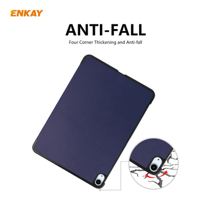 For iPad Air 11 2024 / Pro 11 2018 / Air 10.9 2022 ENKAY 3-folding Plastic Leather Smart Tablet Case(Dark Blue) - iPad Air (2022) / (2020) 10.9 Cases by ENKAY | Online Shopping UK | buy2fix