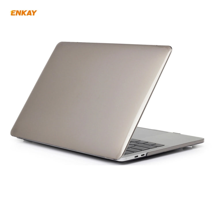 ENKAY 3 in 1 Crystal Laptop Protective Case + EU Version TPU Keyboard Film + Anti-dust Plugs Set for MacBook Pro 13.3 inch A1706 / A1989 / A2159 (with Touch Bar)(Grey) - MacBook Pro Cases by ENKAY | Online Shopping UK | buy2fix