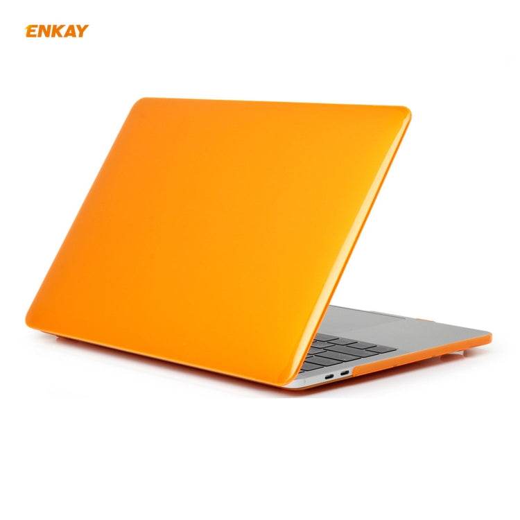 ENKAY 3 in 1 Crystal Laptop Protective Case + EU Version TPU Keyboard Film + Anti-dust Plugs Set for MacBook Pro 13.3 inch A1706 / A1989 / A2159 (with Touch Bar)(Orange) - MacBook Pro Cases by ENKAY | Online Shopping UK | buy2fix