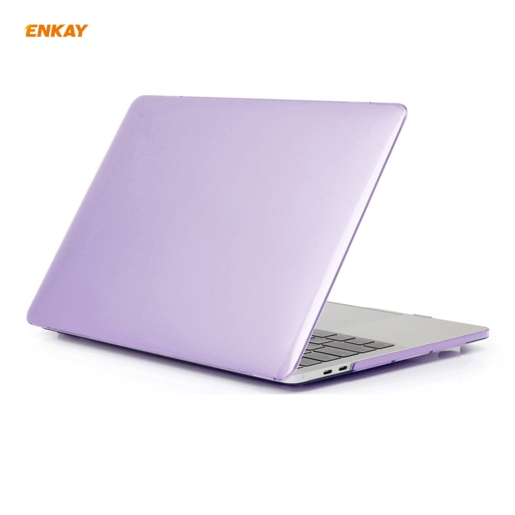 ENKAY 3 in 1  Crystal Laptop Protective Case + EU Version TPU Keyboard Film + Anti-dust Plugs Set for MacBook Pro 15.4 inch A1707 & A1990 (with Touch Bar)(Purple) - MacBook Pro Cases by ENKAY | Online Shopping UK | buy2fix