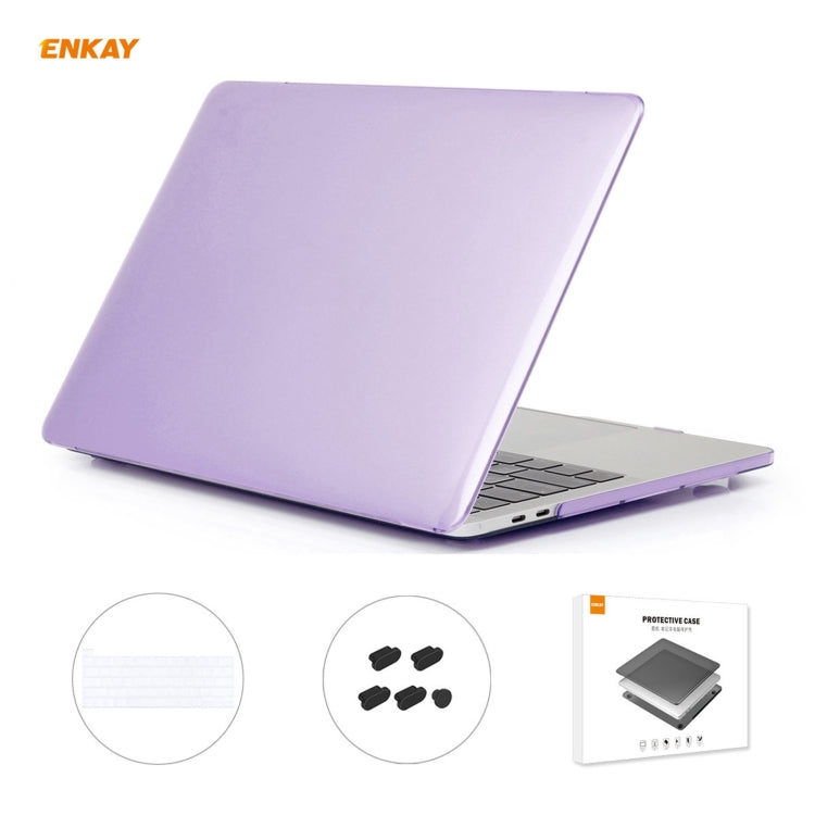 ENKAY 3 in 1 Crystal Laptop Protective Case + EU Version TPU Keyboard Film + Anti-dust Plugs Set for MacBook Pro 16 inch A2141 (with Touch Bar)(Purple) - MacBook Pro Cases by ENKAY | Online Shopping UK | buy2fix