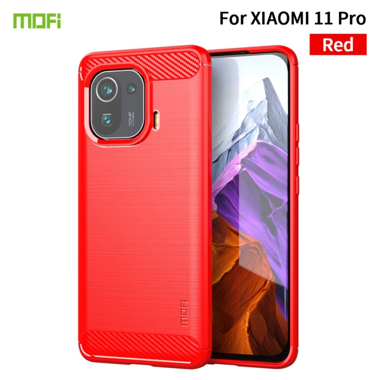 For Xiaomi Mi 11 Pro MOFI Gentleness Series Brushed Texture Carbon Fiber Soft TPU Case(Red) - Xiaomi Cases by MOFI | Online Shopping UK | buy2fix