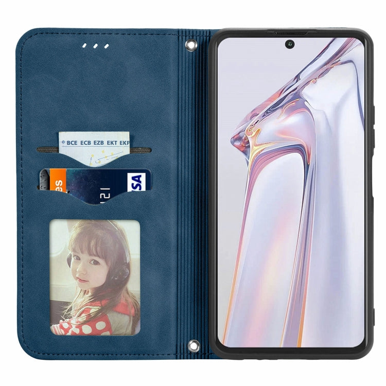 For Blackview A100 Retro Skin Feel Business Magnetic Horizontal Flip Leather Case with Holder & Card Slots & Wallet & Photo Frame(Blue) - More Brand by buy2fix | Online Shopping UK | buy2fix