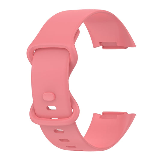 For Fitbit Charge 5 Monochromatic Silicone Watch Band, Size：Large Size(Pink) - Watch Bands by buy2fix | Online Shopping UK | buy2fix