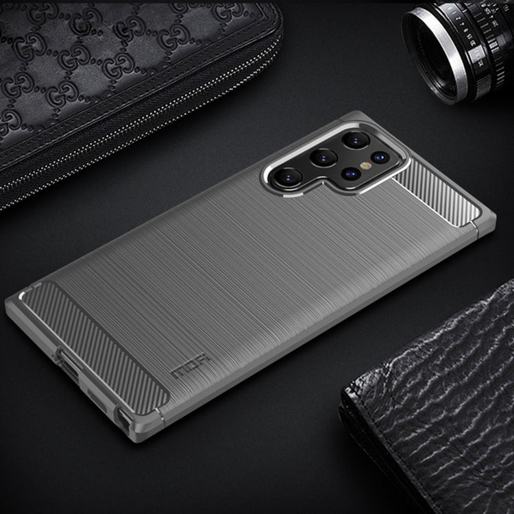 For Samsung Galaxy S22 Ultra 5G MOFI Gentleness Series Brushed Texture Carbon Fiber Soft TPU Case(Gray) - Galaxy S22 Ultra 5G Cases by MOFI | Online Shopping UK | buy2fix
