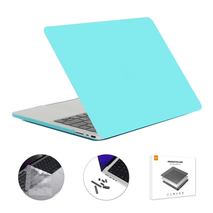 ENKAY Hat-Prince 3 in 1 Matte Laptop Protective Case + TPU Keyboard Film + Anti-dust Plugs Set for MacBook Pro 14.2 inch A2442 2021/A2779 2023, Version:US Version(Cyan) - MacBook Pro Cases by ENKAY | Online Shopping UK | buy2fix