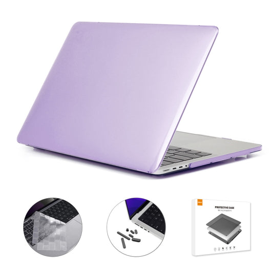 ENKAY Hat-Prince 3 in 1 Crystal Laptop Protective Case + TPU Keyboard Film + Anti-dust Plugs Set for MacBook Pro 14.2 inch A2442 2021, Version:US Version(Purple) - MacBook Pro Cases by ENKAY | Online Shopping UK | buy2fix