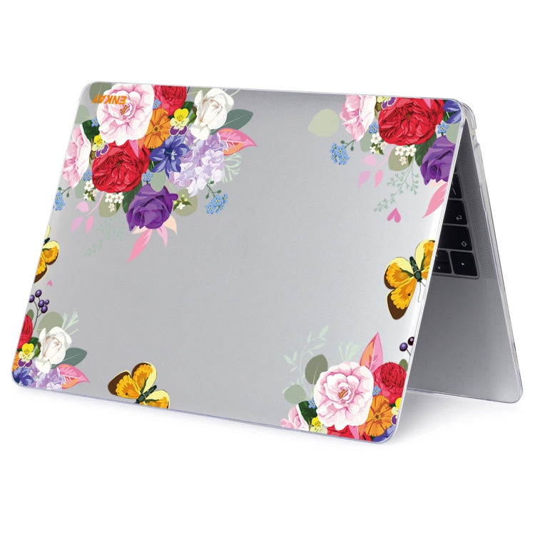 ENKAY Flower Series Pattern Laotop Protective Crystal Case for MacBook Pro 16 inch A2141(Rose) - MacBook Pro Cases by ENKAY | Online Shopping UK | buy2fix