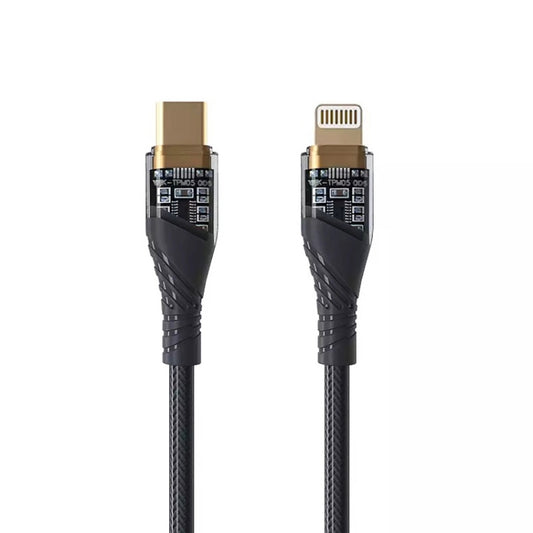 PD30W USB-C / Type-C to 8 Pin Transparent 3A Fast Charging Data Cable, Length: 1m(Black) - 2 in 1 Cable by buy2fix | Online Shopping UK | buy2fix