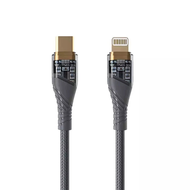 PD30W USB-C / Type-C to 8 Pin Transparent 3A Fast Charging Data Cable, Length: 1m(Grey) - 2 in 1 Cable by buy2fix | Online Shopping UK | buy2fix