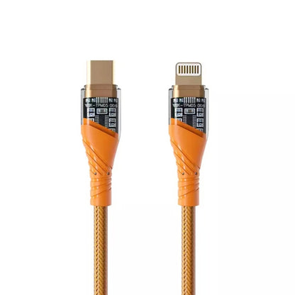 PD30W USB-C / Type-C to 8 Pin Transparent 3A Fast Charging Data Cable, Length: 1m(Orange) - 2 in 1 Cable by buy2fix | Online Shopping UK | buy2fix