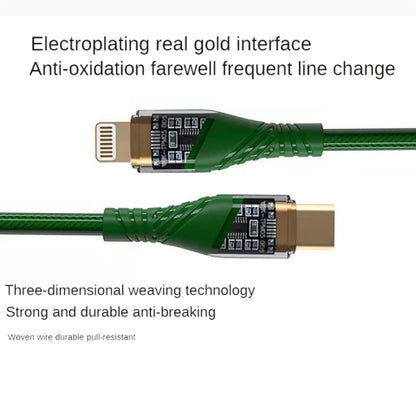 2pcs PD30W USB-C / Type-C to 8 Pin Transparent 3A Fast Charging Data Cable, Length: 1m(Orange) - 2 in 1 Cable by buy2fix | Online Shopping UK | buy2fix