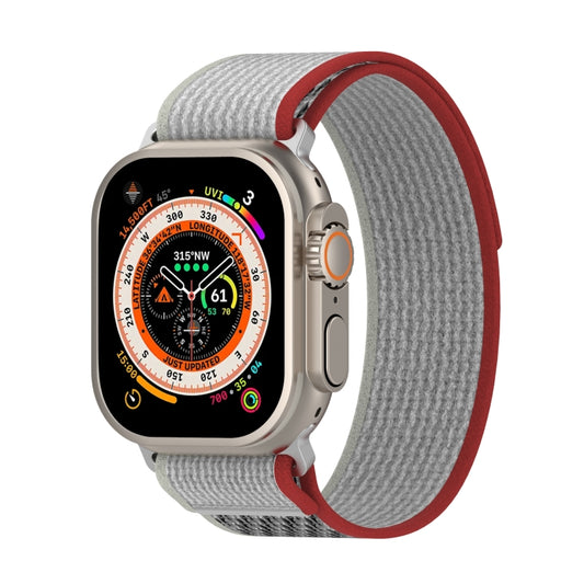 Double Color Nylon Hook and Loop Fastener Watch Band For Apple Watch Ultra 49mm(Red+White) - Watch Bands by buy2fix | Online Shopping UK | buy2fix