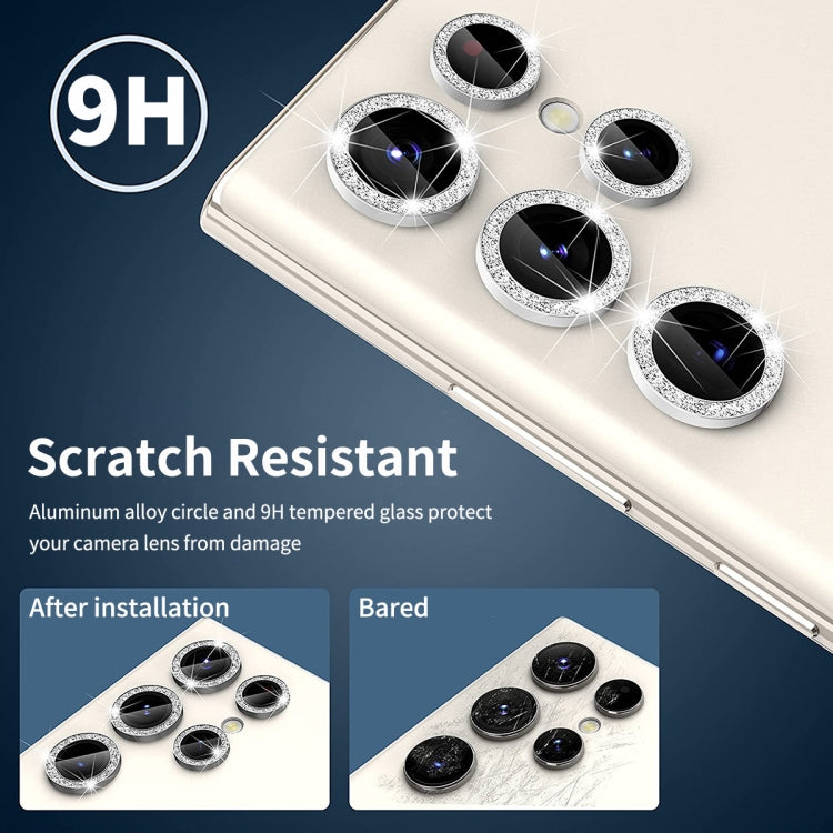 For Samsung Galaxy S23 Ultra 5G ENKAY 9H Rear Camera Lens Glitter Aluminium Alloy Ring Tempered Glass Film(Black) - Galaxy S23 Ultra 5G Tempered Glass by ENKAY | Online Shopping UK | buy2fix