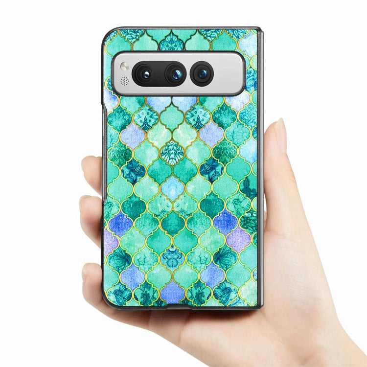 For Google Pixel Fold Colored Drawing Leather Skin Back Cover Phone Case(Emerald) - Google Cases by buy2fix | Online Shopping UK | buy2fix