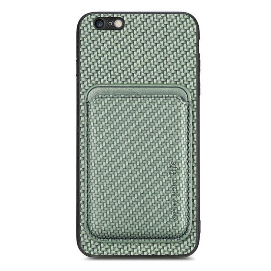 For iPhone 6 / 6s Carbon Fiber Leather Card Magsafe Magnetic Phone Case(Green) - More iPhone Cases by buy2fix | Online Shopping UK | buy2fix