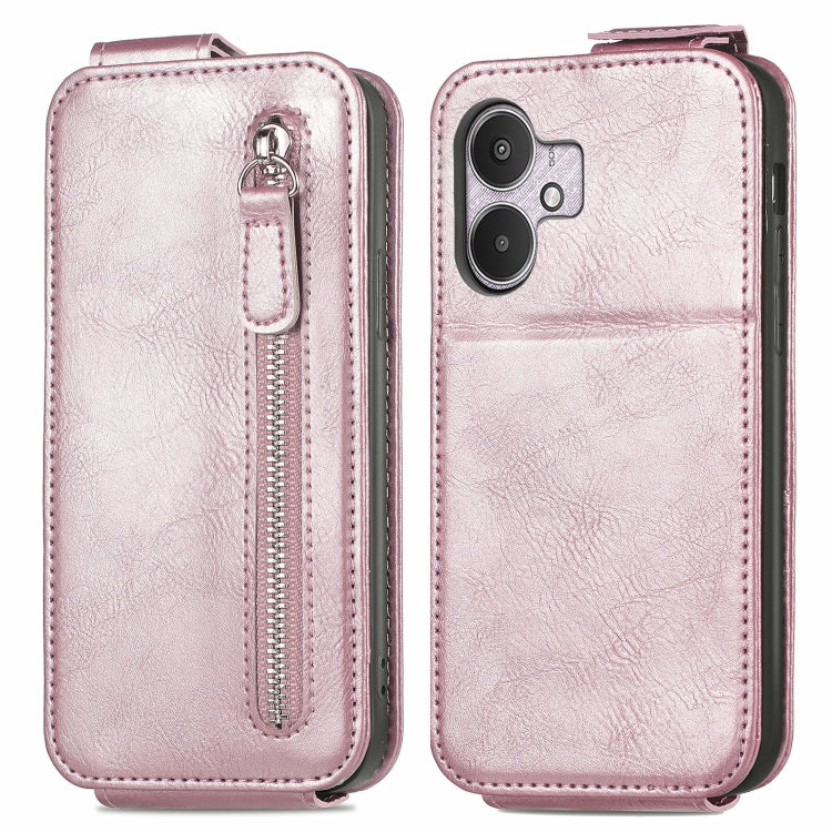 For Xiaomi Redmi 13C 5G Zipper Wallet Vertical Flip Leather Phone Case(Pink) - 13C Cases by buy2fix | Online Shopping UK | buy2fix