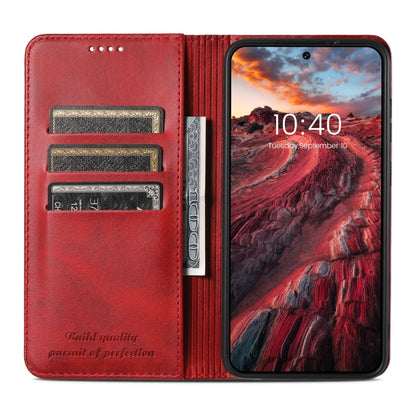 For Samsung Galaxy S24+ 5G Suteni Calf Texture Horizontal Flip Leather Phone Case(Red) - Galaxy S24+ 5G Cases by Suteni | Online Shopping UK | buy2fix