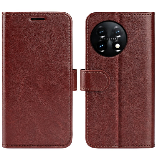 For OnePlus 11 R64 Texture Horizontal Flip Leather Phone Case(Brown) - OnePlus Cases by buy2fix | Online Shopping UK | buy2fix