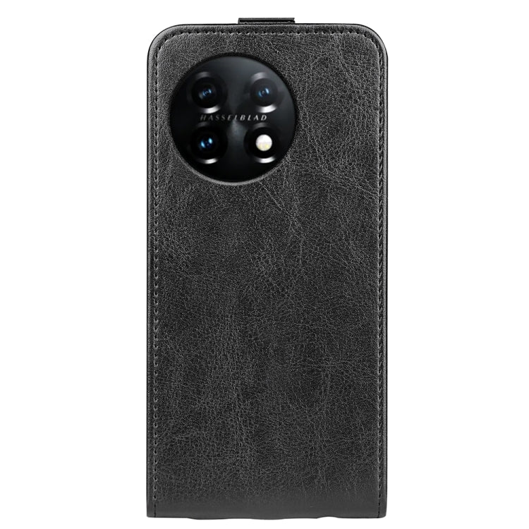 For OnePlus 11 R64 Texture Vertical Flip Leather Phone Case(Black) - OnePlus Cases by buy2fix | Online Shopping UK | buy2fix