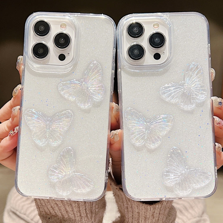 For iPhone 16 Plus Clear Crystal Butterflies TPU Phone Case(Transparent) - iPhone 16 Plus Cases by buy2fix | Online Shopping UK | buy2fix