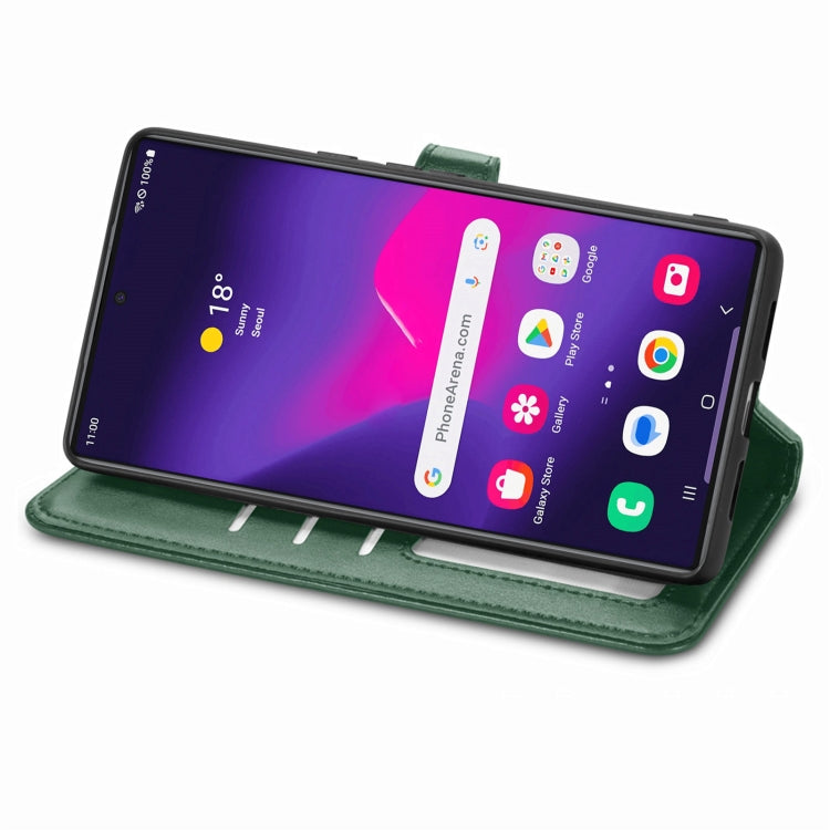 For Samsung Galaxy S25 Ultra 5G Retro Solid Color Buckle Leather Phone Case(Green) - Galaxy S25 Ultra 5G Cases by buy2fix | Online Shopping UK | buy2fix