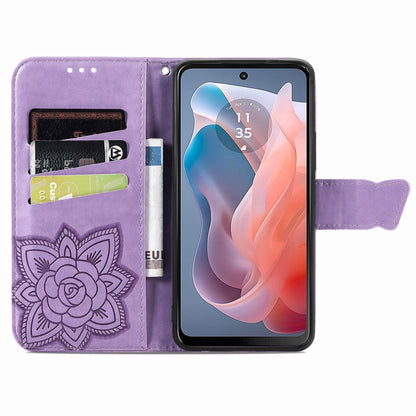 For Motorola Moto G  Play  2024 Butterfly Love Flower Embossed Leather Phone Case(Light Purple) - Motorola Cases by buy2fix | Online Shopping UK | buy2fix