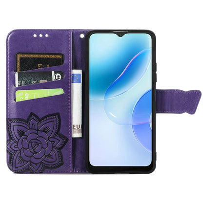 For Blackview A53 Butterfly Love Flower Embossed Leather Phone Case(Purple) - More Brand by buy2fix | Online Shopping UK | buy2fix