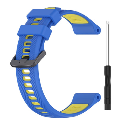 For Garmin Forerunner 955 Sports Two-Color Silicone Watch Band(Blue+Yellow) - Watch Bands by buy2fix | Online Shopping UK | buy2fix