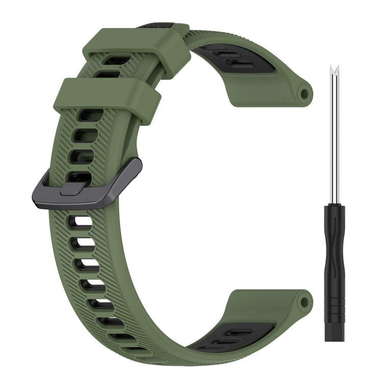 For Garmin Fenix 7 Sports Two-Color Silicone Watch Band(Army Green+Black) - Watch Bands by buy2fix | Online Shopping UK | buy2fix