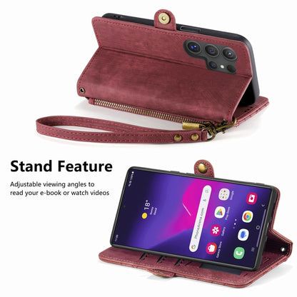 For Samsung Galaxy S25 Ultra 5G Geometric Zipper Wallet Side Buckle Leather Phone Case(Red) - Galaxy S25 Ultra 5G Cases by buy2fix | Online Shopping UK | buy2fix